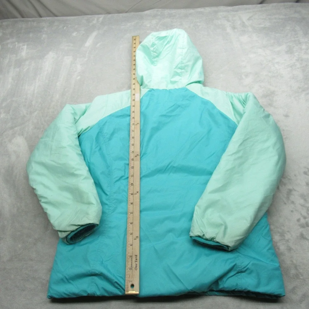 The North Face Jacket Girls XL Aqua‎ Hooded Insulated Reversible Perseus Puffer